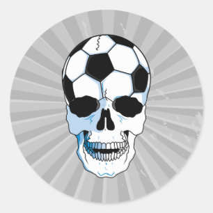 Pegatina Redonda balón de fútbol calavera