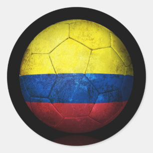 Pegatina Redonda Balón de fútbol colombiano gastado de fútbol de