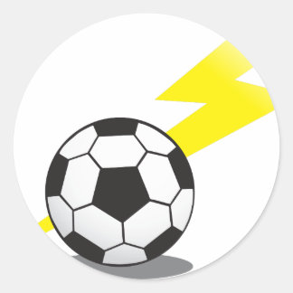 Pegatina Redonda Balón de fútbol con relámpago