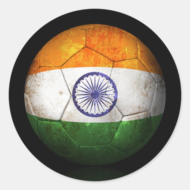 Pegatina Redonda Balón de fútbol de bandera india (Anverso)