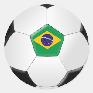 Pegatina Redonda Balón de fútbol de Brasil