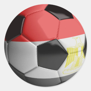 Pegatina Redonda Balón de fútbol de la bandera de Egipto