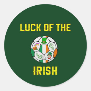 Pegatina Redonda Balón de fútbol de la bandera de Irlanda - Suerte 