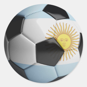 Pegatina Redonda Balón de fútbol de la bandera de la Argentina