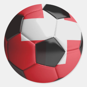 Pegatina Redonda Balón de fútbol de la bandera de Suiza