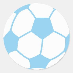 Pegatina Redonda Balón de fútbol de los azules cielos
