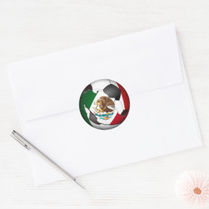 Pegatina Redonda Balón de Fútbol de México Deportes