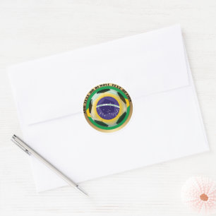 Pegatina Redonda Balón de Fútbol Deportes Brasil