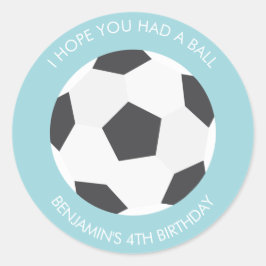 Pegatina Redonda Balón de fútbol Deportes tema cumpleaños