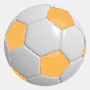 Pegatina Redonda Balón de Fútbol Dorado y Blanco