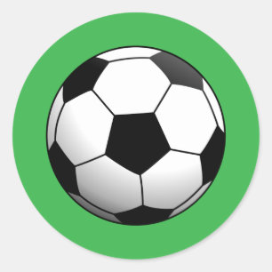 Pegatina Redonda Balón de fútbol en verde