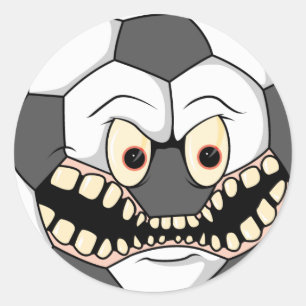 Pegatina Redonda balón de fútbol furioso y enfadado