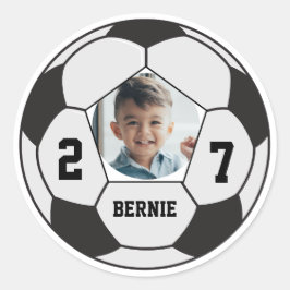 Pegatina Redonda Balón de fútbol personalizado para jugador de equi