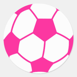 Pegatina Redonda Balón de fútbol rosa caliente