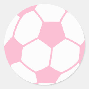 Pegatina Redonda Balón de fútbol rosa claro