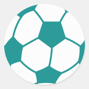 Pegatina Redonda Balón de fútbol verde verde azulado