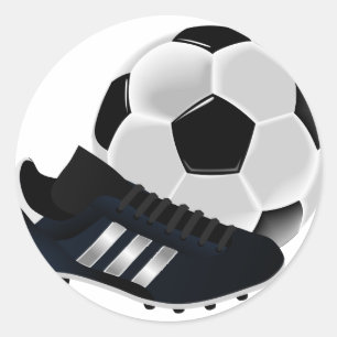 Pegatina Redonda Balón de fútbol y zapato
