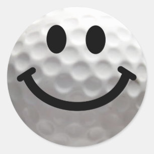 Pegatina Redonda Balón de golf Face Feliz