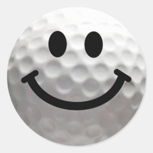 Pegatina Redonda Balón de golf Face Feliz