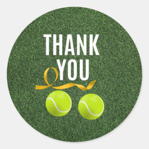 Pegatina Redonda Balón de tenis y gracias palabra