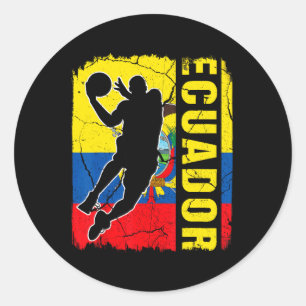 Pegatina Redonda Baloncestista ecuatoriano Bandera de Ecuador Baske
