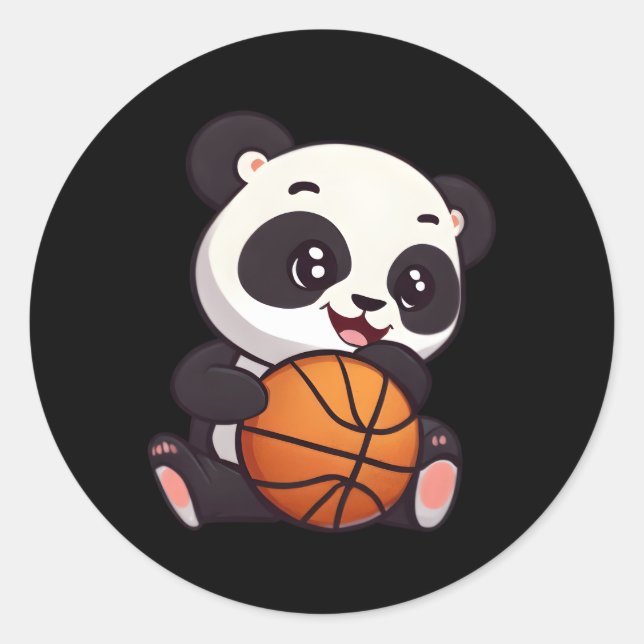 Pegatina Redonda Baloncestista Panda (Anverso)