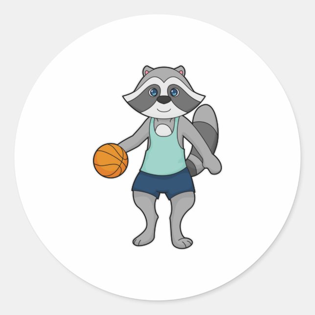 Pegatina Redonda Baloncestista Racoon (Anverso)