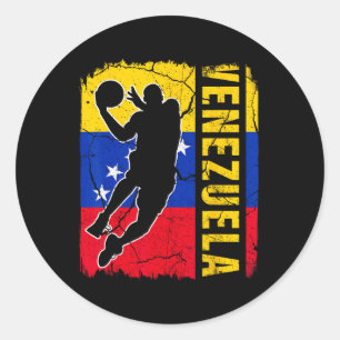 Pegatina Redonda Baloncestista venezolano Bandera de Venezuela