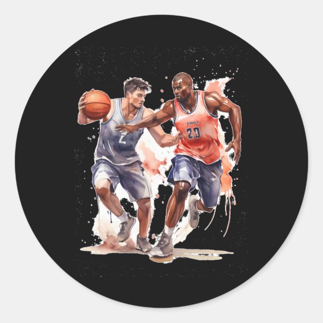 Pegatina Redonda Baloncestistas (Anverso)