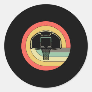 Pegatina Redonda Baloncestistas Baloncestistas Jugador Retro Balonc