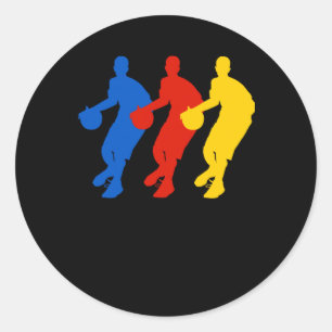 Pegatina Redonda Baloncestistas (bry para Camisetas oscuros)