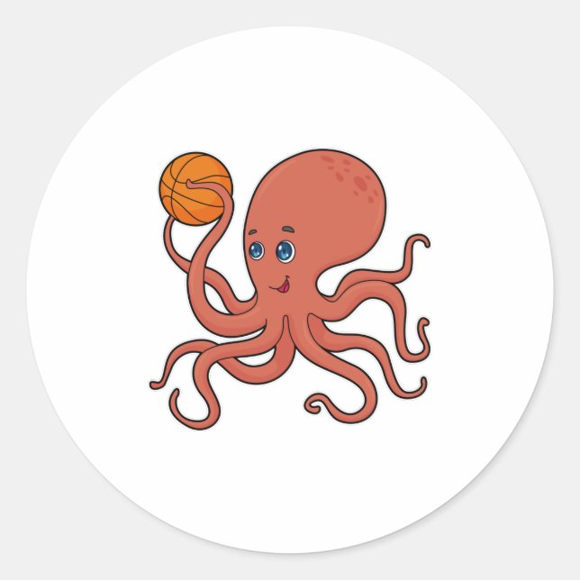 Pegatina Redonda Baloncestistas del Octopus (Anverso)