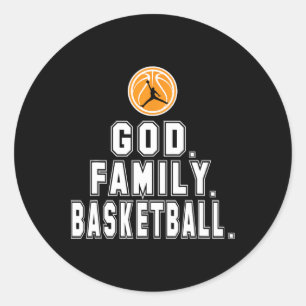 Pegatina Redonda Baloncestistas Familia Dios Jugador Cristiano