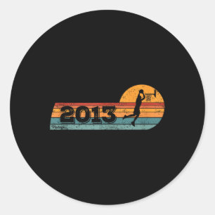 Pegatina Redonda Baloncestistas Vintage Born 2013 Birthday Bask