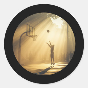Pegatina Redonda Baloncesto