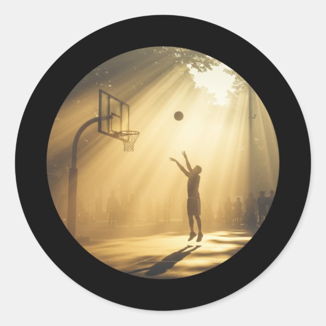 Pegatina Redonda Baloncesto (Anverso)