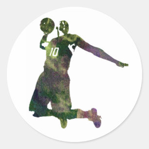 Pegatina Redonda Baloncesto