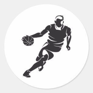 Pegatina Redonda Baloncesto