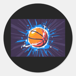Pegatina Redonda Baloncesto
