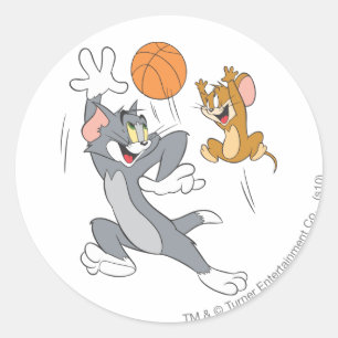 Pegatina Redonda Baloncesto 1 de Tom y Jerry