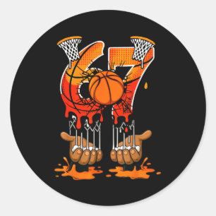 Pegatina Redonda Baloncesto 67 Seis Siete 6 7 Chicos Divertidos Gen