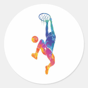 Pegatina Redonda Baloncesto acuarela