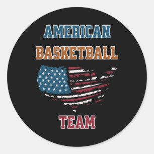 Pegatina Redonda Baloncesto americano