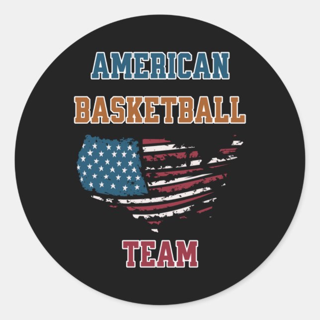 Pegatina Redonda Baloncesto americano (Anverso)