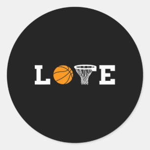 Pegatina Redonda Baloncesto Amor Cesta Baller Jugando Baloncesto S