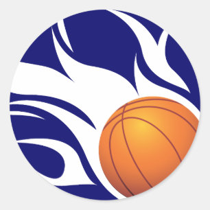 Pegatina Redonda Baloncesto azul y blanco