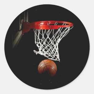 Pegatina Redonda Baloncesto Ball & Net
