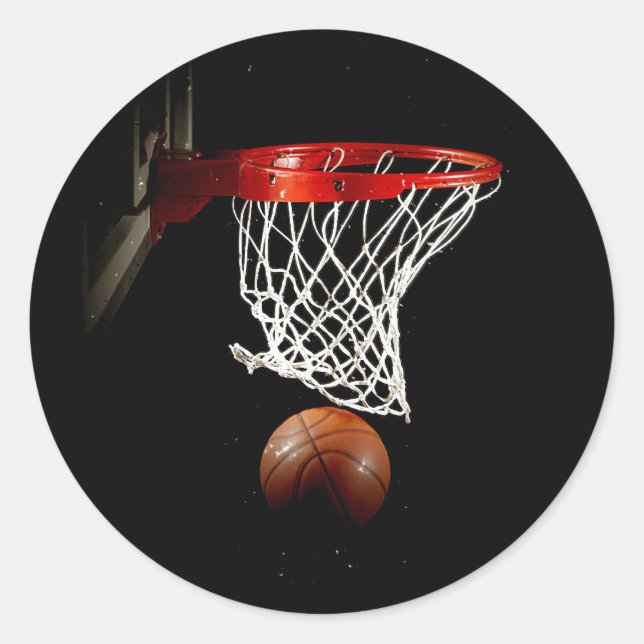 Pegatina Redonda Baloncesto Ball & Net (Anverso)