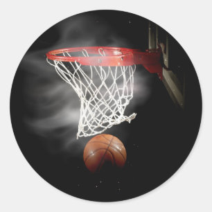 Pegatina Redonda Baloncesto Ball & Net