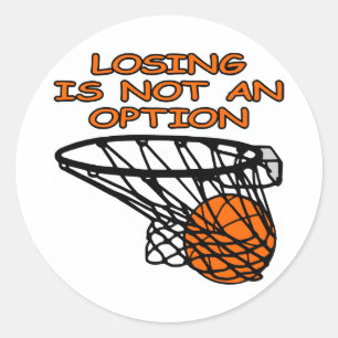 Pegatina Redonda Baloncesto blanco que pierde no la opción